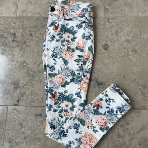 White floral jeans